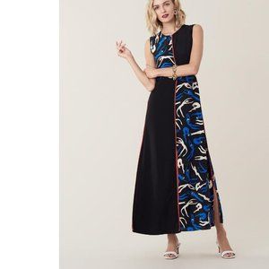 DVF Diane von Furstenberg Verona Swimmers black silk colorblock dress